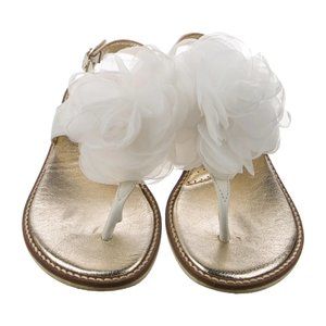 Monnalisa Girls White Floral Leather Sandals Shoes Size 2 33